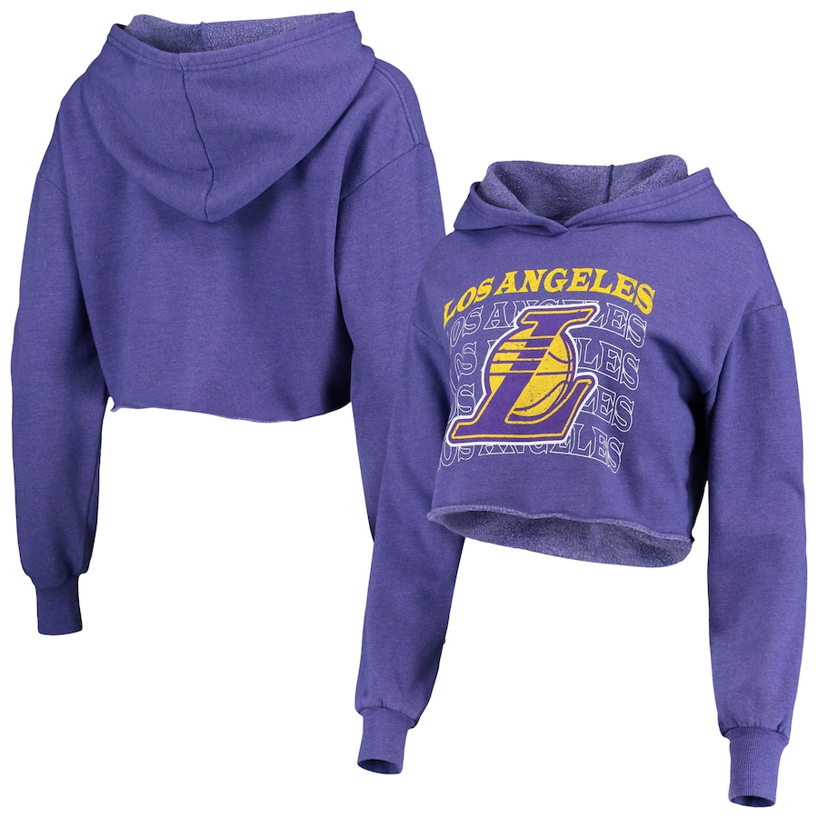 Women's Los Angeles Lakers Majestic Threads Purple Repeat Cropped Tri-Blend Pullover Hoodie Women's Los Angeles Lakers Majestic Threads Purple Repeat Cropped Tri-Blend Pullover Hoodie