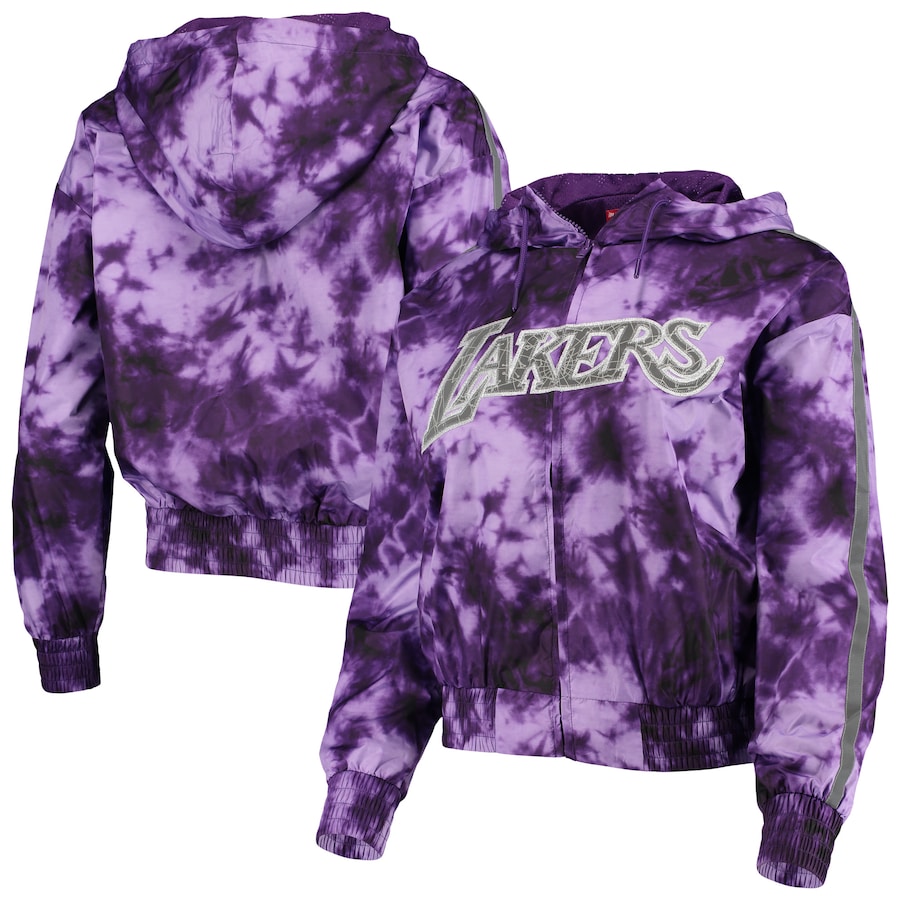 Women's Los Angeles Lakers Mitchell & Ness Purple Galaxy Sublimated Windbreaker Pullover Full-Zip Hoodie Women's Los Angeles Lakers Mitchell & Ness Purple Galaxy Sublimated Windbreaker Pullover Full-Zip Hoodie