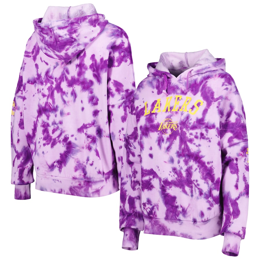 Women's Los Angeles Lakers New Era Purple Brushed Cotton Tie-Dye Pullover Hoodie Women's Los Angeles Lakers New Era Purple Brushed Cotton Tie-Dye Pullover Hoodie