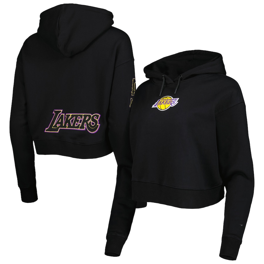 Women's Los Angeles Lakers Pro Standard Black Classic Fleece Cropped Pullover Hoodie
