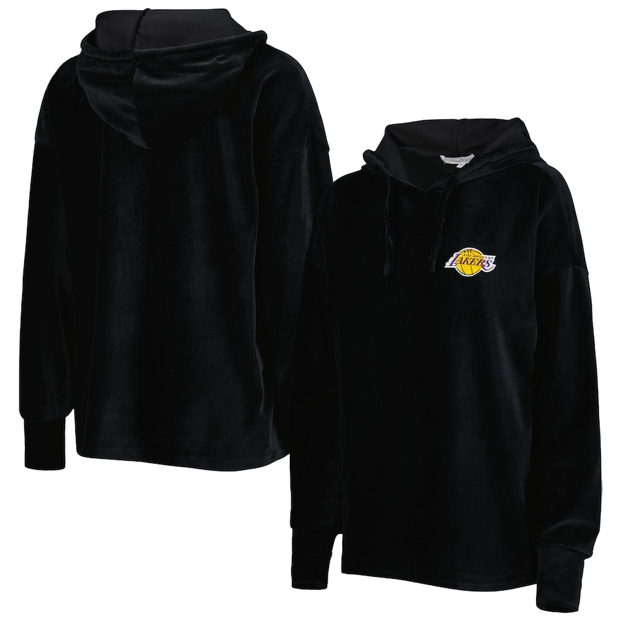Women's Los Angeles Lakers Touch Black End Line Velour Pullover Hoodie Women's Los Angeles Lakers Touch Black End Line Velour Pullover Hoodie