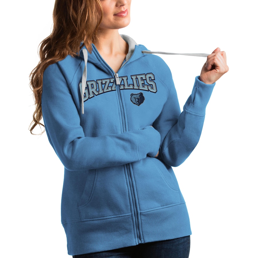 Women's Memphis Grizzlies Antigua Light Blue Team Victory Full-Zip Hoodie