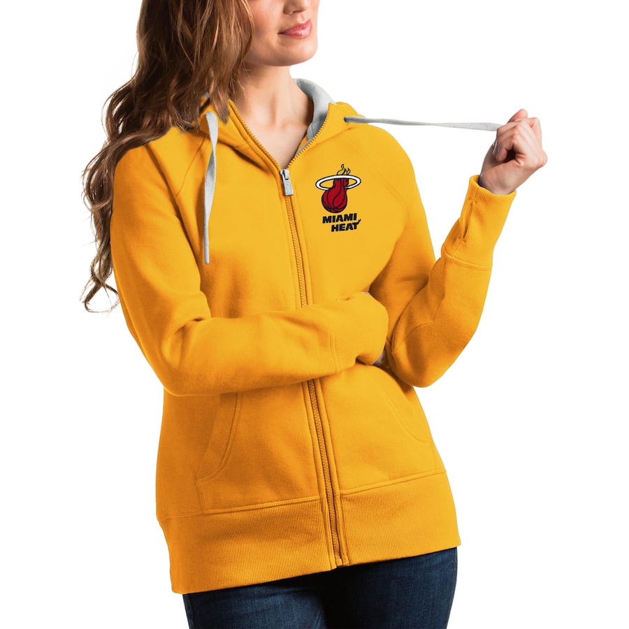 Women's Miami Heat Antigua Gold Victory Full-Zip Hoodie