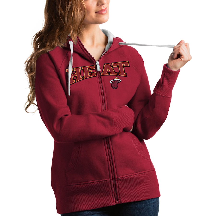 Women's Miami Heat Antigua Red Team Victory Full-Zip Hoodie