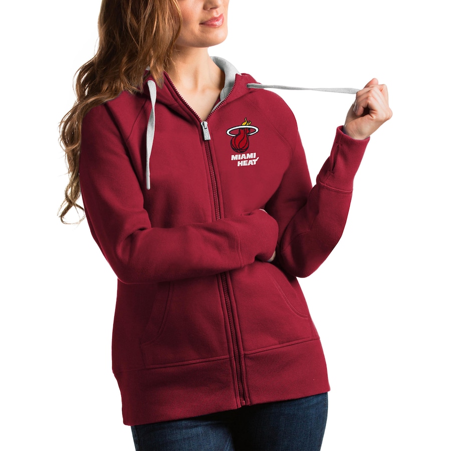 Women's Miami Heat Antigua Red Victory Full-Zip Hoodie