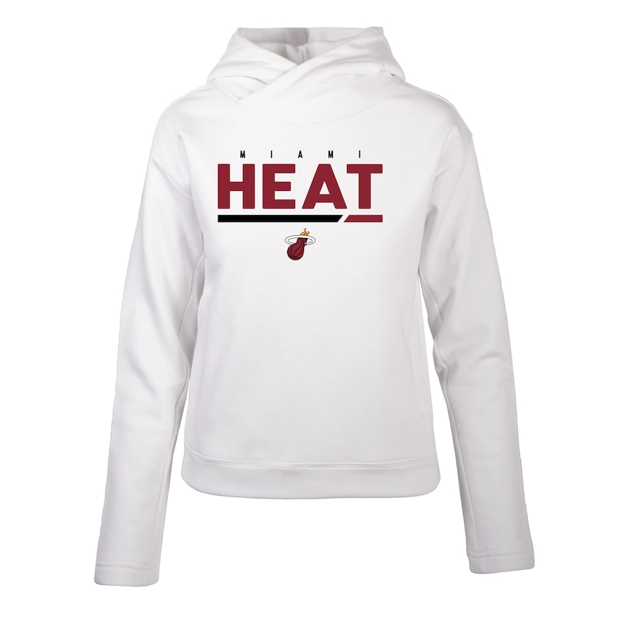 Women's Miami Heat Levelwear White Evian Cut Off Pullover Hoodie Women's Miami Heat Levelwear White Evian Cut Off Pullover Hoodie