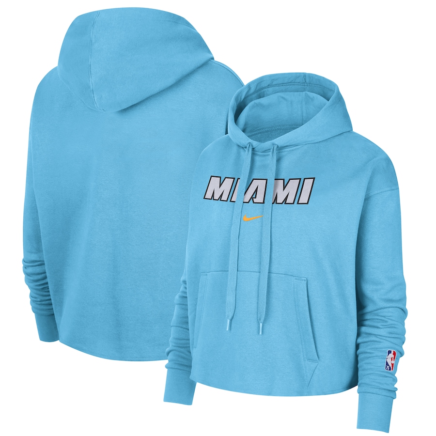 Women's Miami Heat NBA Light Blue 2021/22 City Edition Essential Logo Cropped Pullover Hoodie Women's Miami Heat NBA Light Blue 2021/22 City Edition Essential Logo Cropped Pullover Hoodie