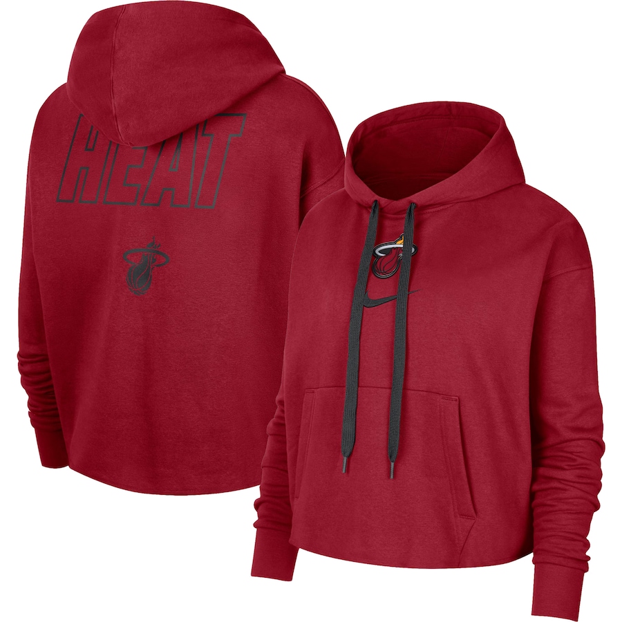 Women's Miami Heat NBA Red Courtside Cropped Pullover Hoodie Women's Miami Heat NBA Red Courtside Cropped Pullover Hoodie