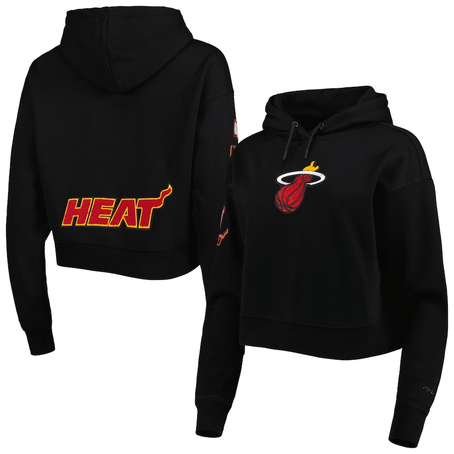 Women's Miami Heat Pro Standard Black Classic Fleece Cropped Pullover Hoodie Women's Miami Heat Pro Standard Black Classic Fleece Cropped Pullover Hoodie