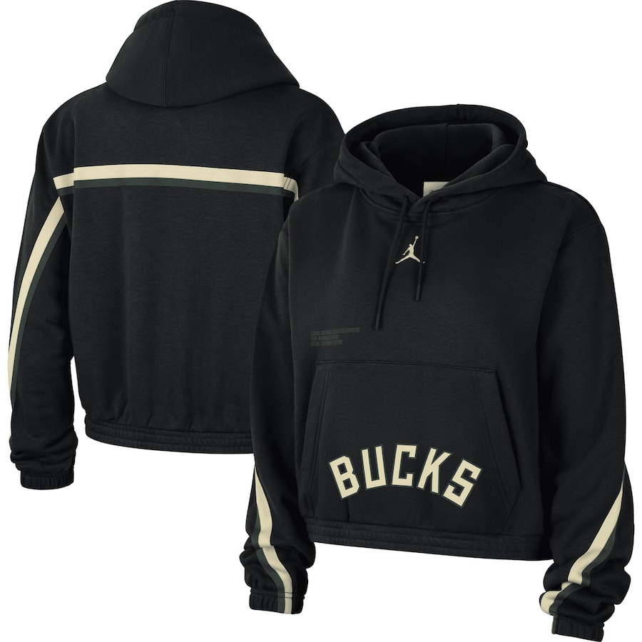 Women's Milwaukee Bucks Jordan Brand Black Courtside Statement Edition Pullover Hoodie