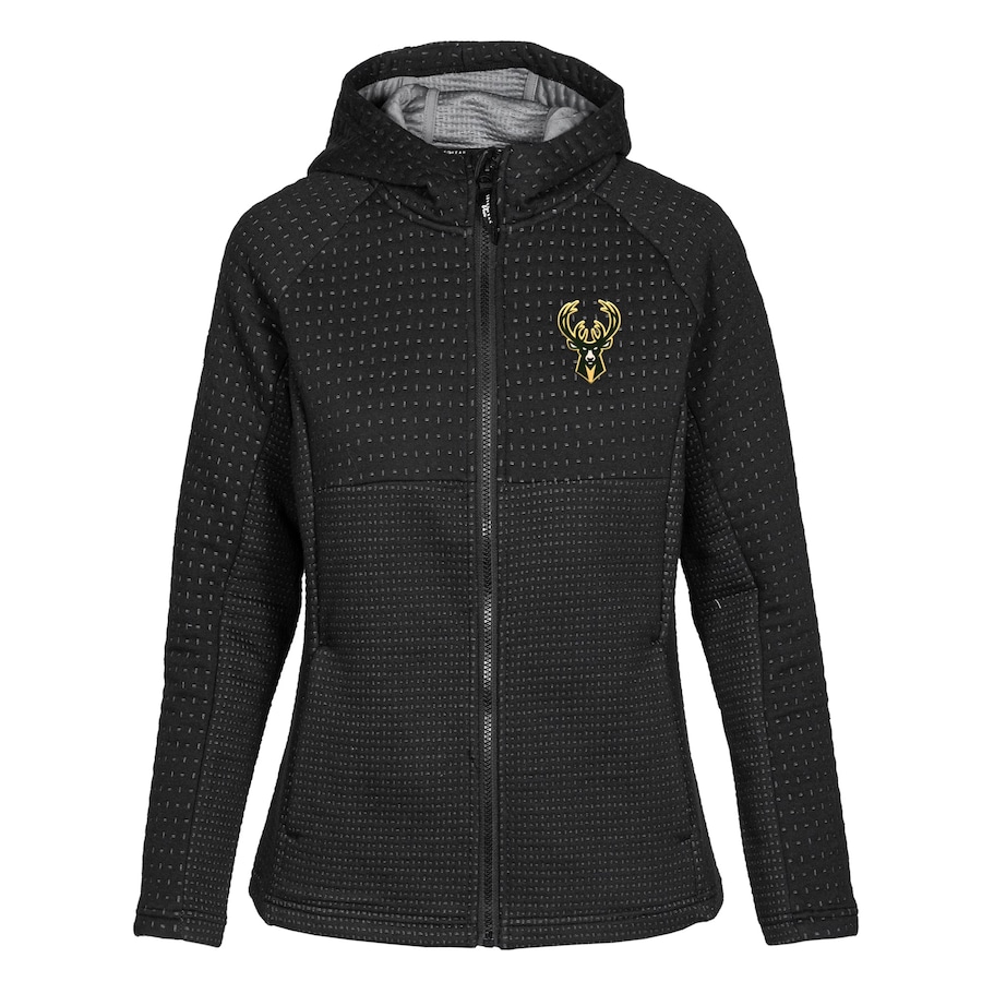 Women's Milwaukee Bucks Levelwear Black Solstice Insignia Core Full-Zip Hoodie Women's Milwaukee Bucks Levelwear Black Solstice Insignia Core Full-Zip Hoodie
