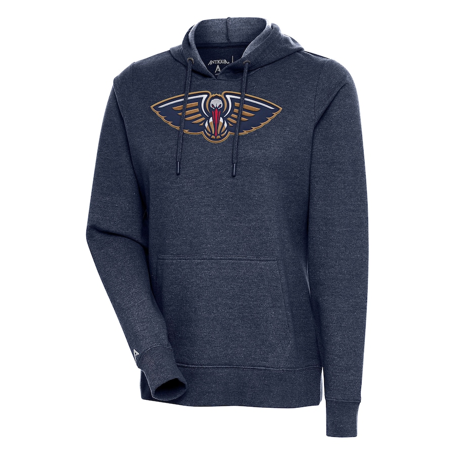 Women's New Orleans Pelicans Antigua Heather Navy Action Pullover Hoodie Women's New Orleans Pelicans Antigua Heather Navy Action Pullover Hoodie