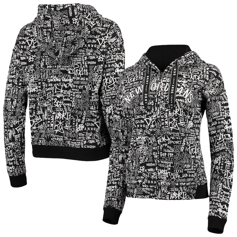 Women's New Orleans Pelicans DKNY Sport Urban Black Full-Zip Hoodie Women's New Orleans Pelicans DKNY Sport Urban Black Full-Zip Hoodie