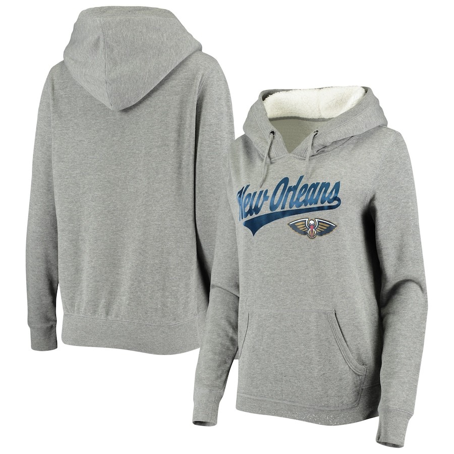 Women's New Orleans Pelicans New Era Gray Sherpa Pullover Hoodie