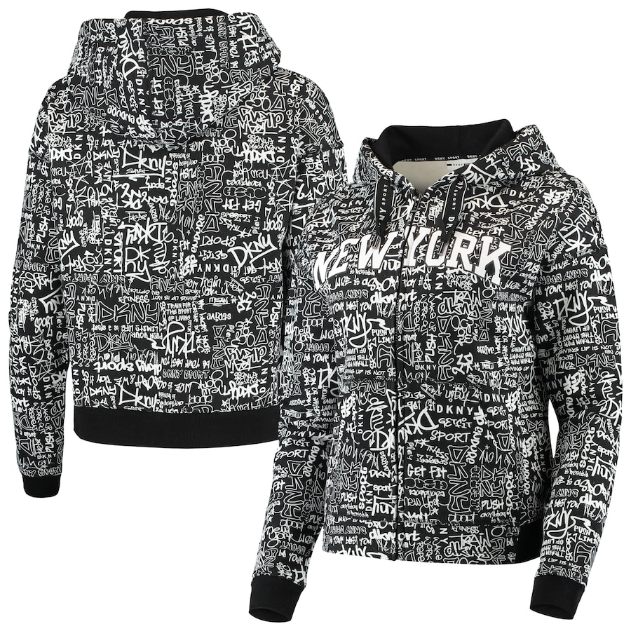 Women's New York Knicks DKNY Sport Black Urban Full-Zip Hoodie Women's New York Knicks DKNY Sport Black Urban Full-Zip Hoodie