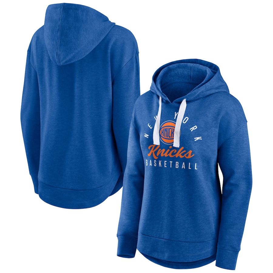 Women's New York Knicks Heather Blue Iconic Distribution Pullover Hoodie