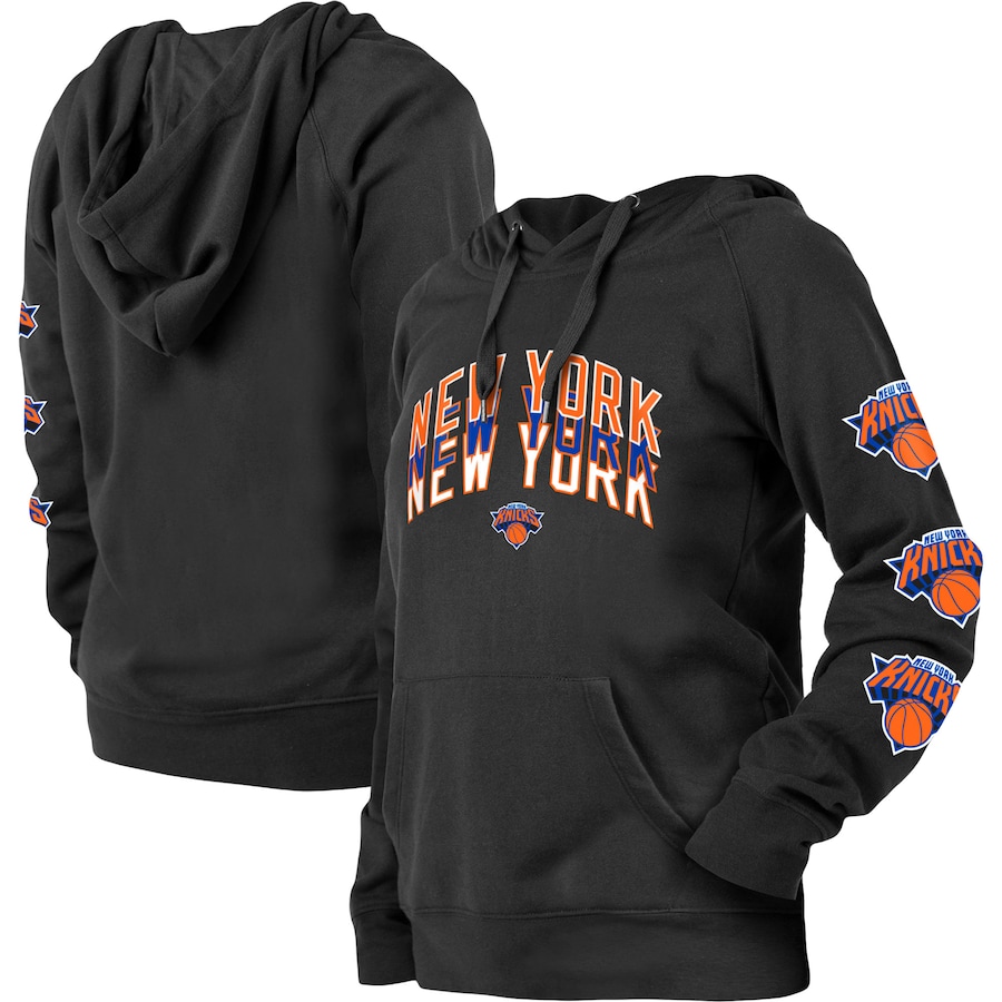 Women's New York Knicks New Era Black 2022/23 City Edition Raglan Pullover Hoodie