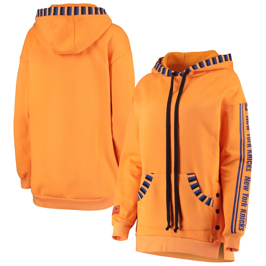 Women's New York Knicks Qore Orange Perfectly Oversized Team Pullover Hoodie Women's New York Knicks Qore Orange Perfectly Oversized Team Pullover Hoodie