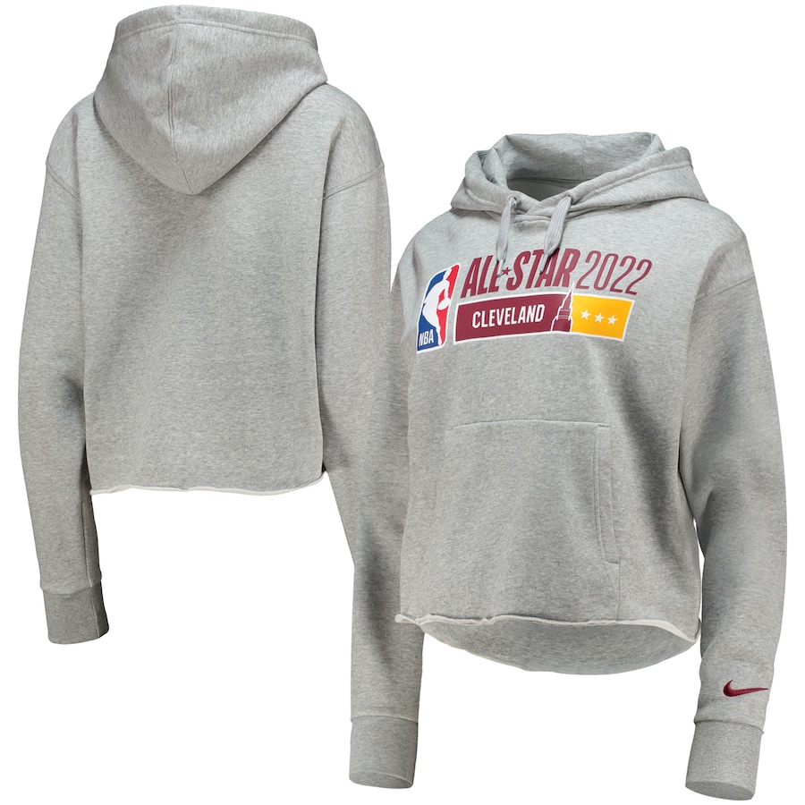 Women's NBA Heathered Gray 2022 NBA All-Star Game Cropped Pullover Hoodie Women's NBA Heathered Gray 2022 NBA All-Star Game Cropped Pullover Hoodie