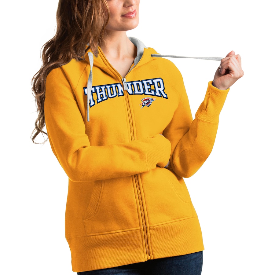 Women's Oklahoma City Thunder Antigua Gold Team Victory Full-Zip Hoodie Women's Oklahoma City Thunder Antigua Gold Team Victory Full-Zip Hoodie