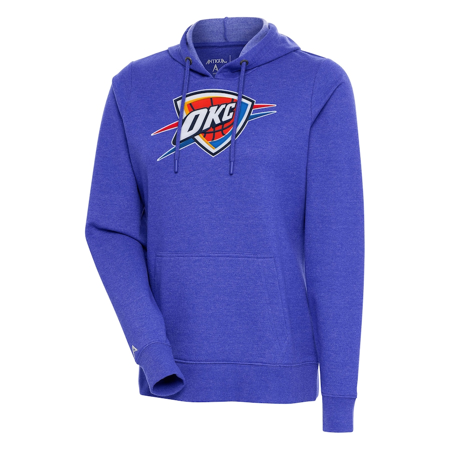 Women's Oklahoma City Thunder Antigua Heather Blue Action Pullover Hoodie