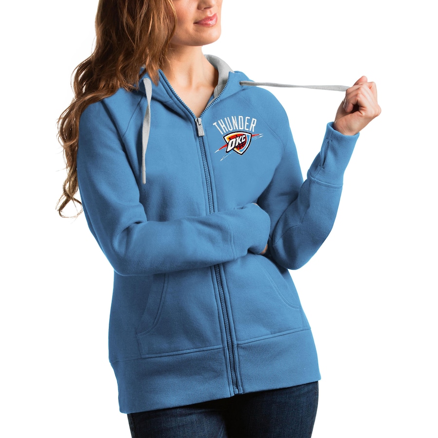 Women's Oklahoma City Thunder Antigua Light Blue Victory Full-Zip Hoodie