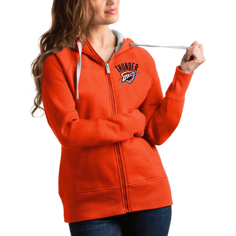 Women's Oklahoma City Thunder Antigua Orange Victory Full-Zip Hoodie Women's Oklahoma City Thunder Antigua Orange Victory Full-Zip Hoodie
