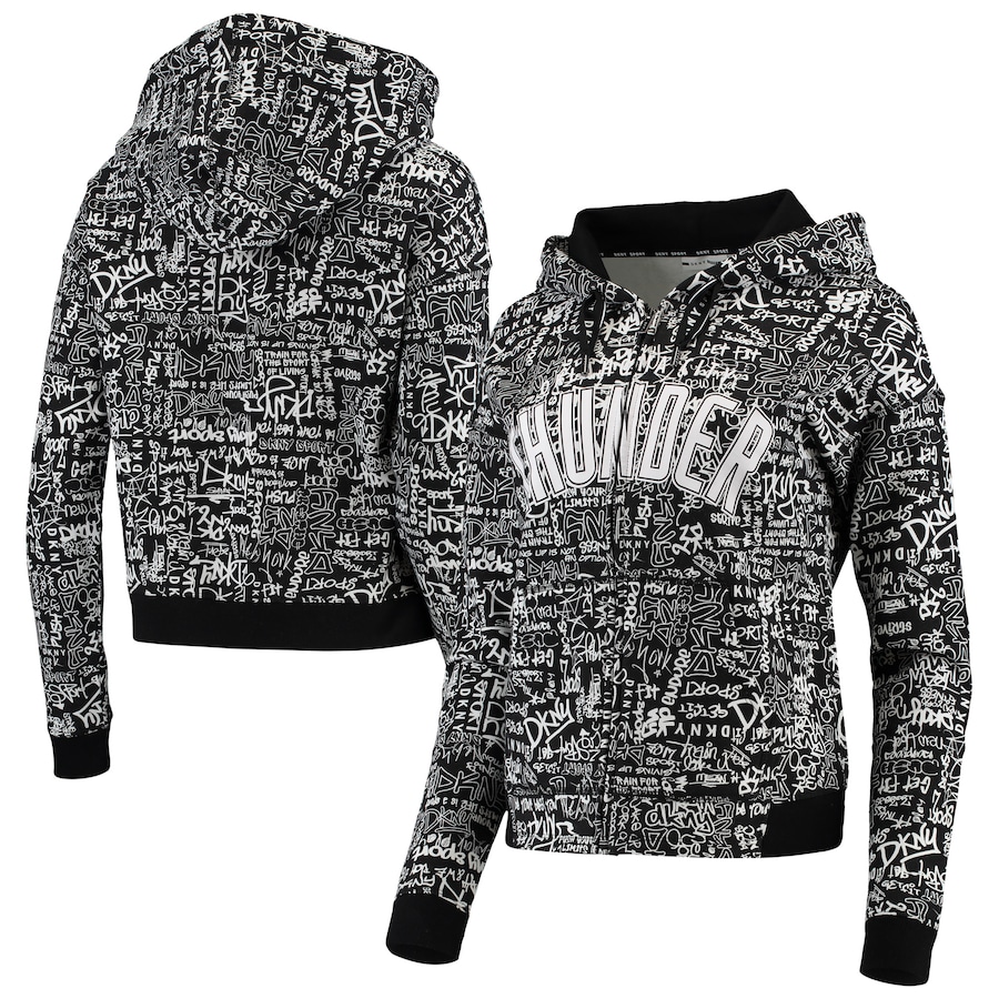 Women's Oklahoma City Thunder DKNY Sport Urban Black Full-Zip Hoodie Women's Oklahoma City Thunder DKNY Sport Urban Black Full-Zip Hoodie