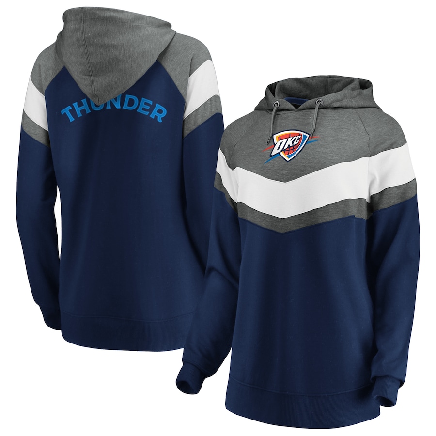 Women's Oklahoma City Thunder Gray/Navy True Classics Go All Out Chevron Pullover Hoodie Women's Oklahoma City Thunder Gray/Navy True Classics Go All Out Chevron Pullover Hoodie