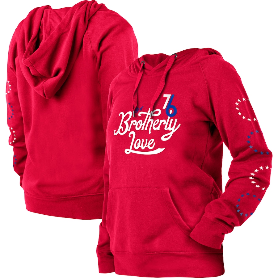 Women's Philadelphia 76ers New Era Red 2022/23 City Edition Pullover Hoodie Women's Philadelphia 76ers New Era Red 2022/23 City Edition Pullover Hoodie