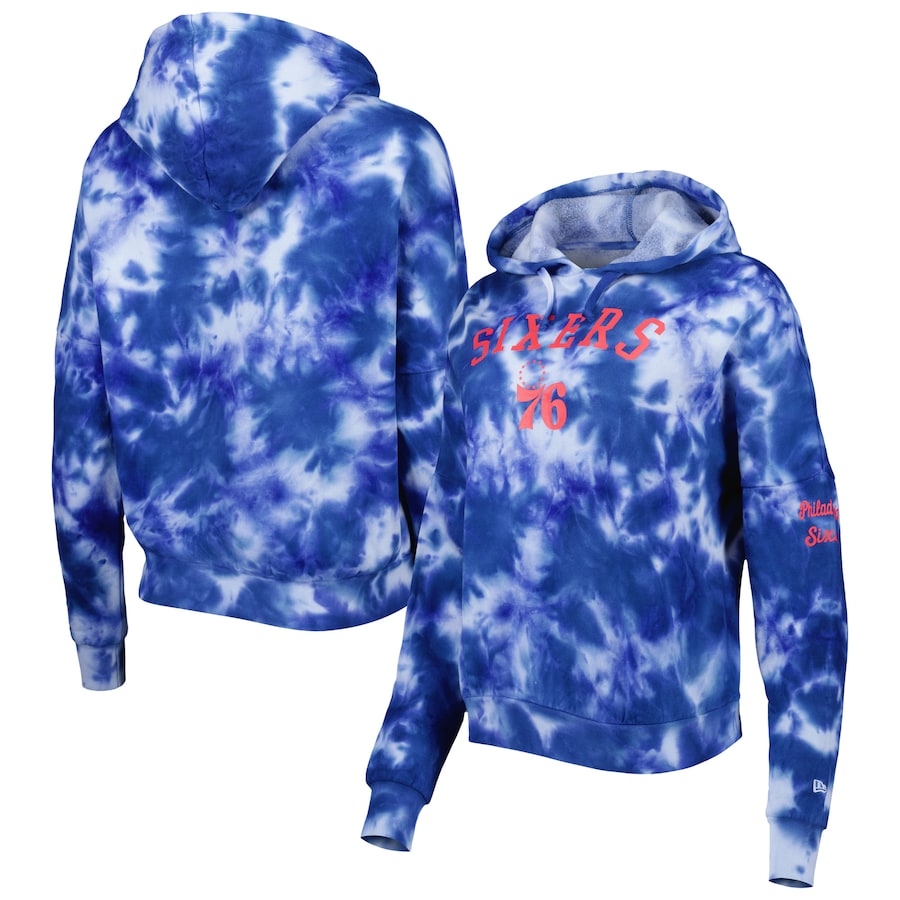 Women's Philadelphia 76ers New Era Royal Brushed Cotton Tie-Dye Pullover Hoodie Women's Philadelphia 76ers New Era Royal Brushed Cotton Tie-Dye Pullover Hoodie