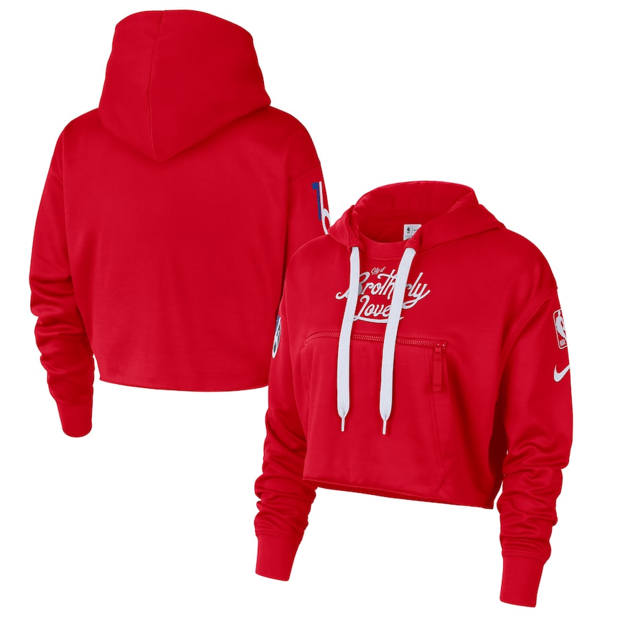 Women's Philadelphia 76ers NBA Red 2022/23 City Edition Courtside Pullover Hoodie Women's Philadelphia 76ers NBA Red 2022/23 City Edition Courtside Pullover Hoodie