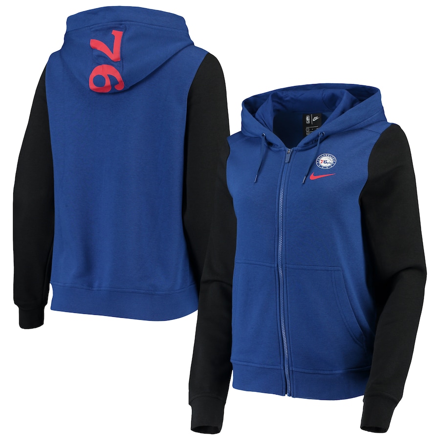 Women's Philadelphia 76ers NBA Royal Club Fleece Full-Zip Hoodie Women's Philadelphia 76ers NBA Royal Club Fleece Full-Zip Hoodie