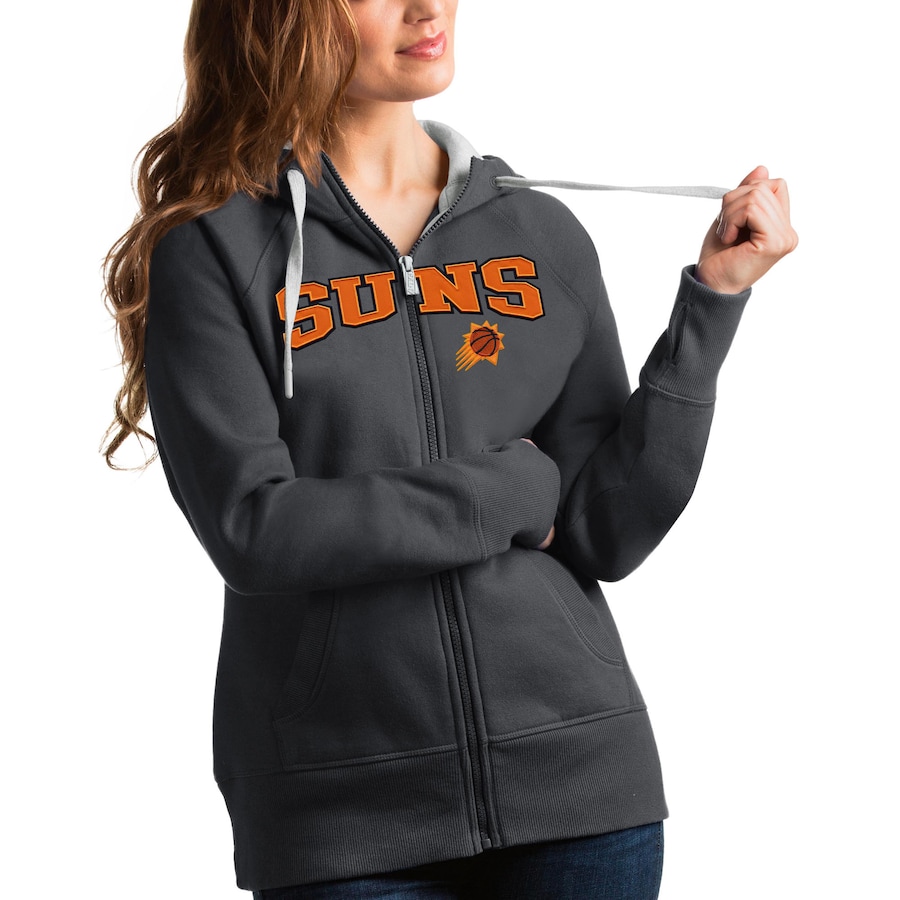 Women's Phoenix Suns Antigua Charcoal Team Victory Full-Zip Hoodie Women's Phoenix Suns Antigua Charcoal Team Victory Full-Zip Hoodie