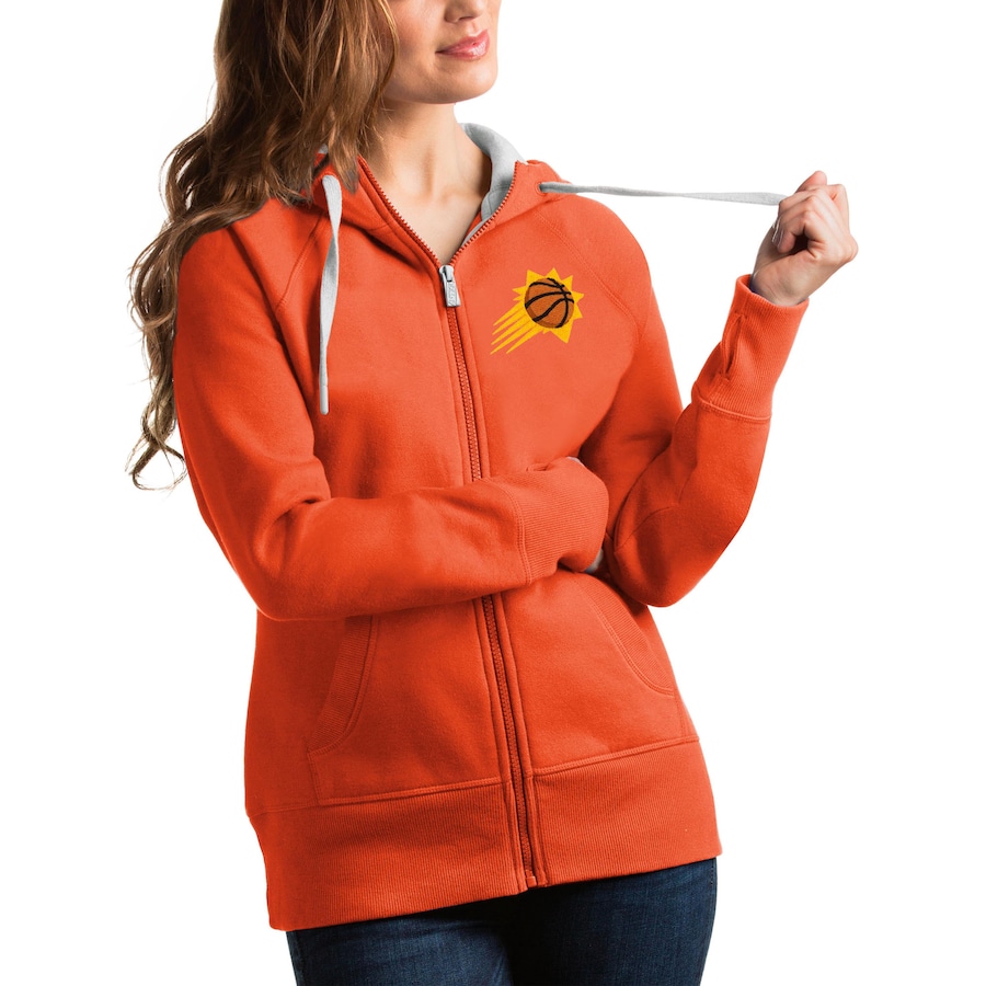 Women's Phoenix Suns Antigua Orange Victory Full-Zip Hoodie Women's Phoenix Suns Antigua Orange Victory Full-Zip Hoodie