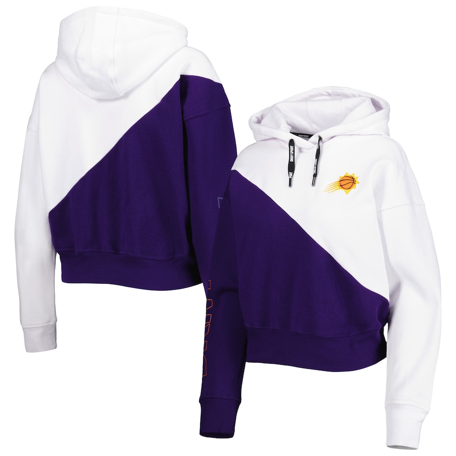 Women's Phoenix Suns DKNY Sport Purple/White Bobbi Color Blocked Pullover Hoodie Women's Phoenix Suns DKNY Sport Purple/White Bobbi Color Blocked Pullover Hoodie