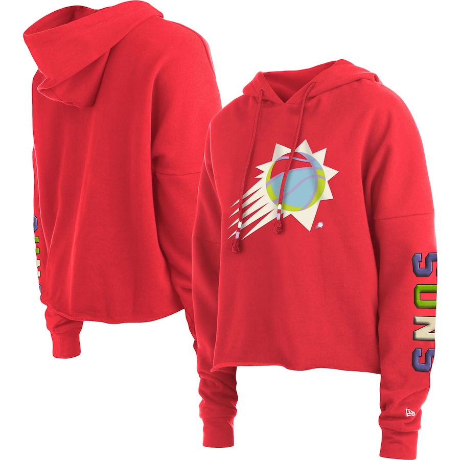 Women's Phoenix Suns New Era Red Color Pack Cropped Top Pullover Hoodie Women's Phoenix Suns New Era Red Color Pack Cropped Top Pullover Hoodie