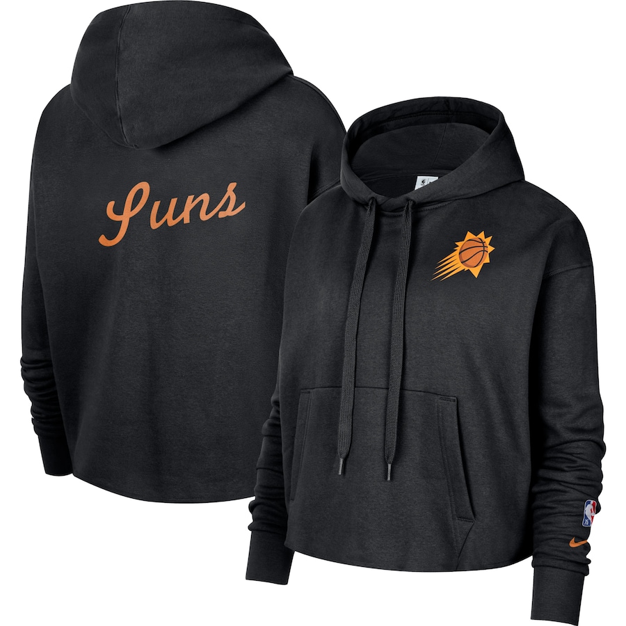 Women's Phoenix Suns NBA Black Essential Pullover Cropped Hoodie Women's Phoenix Suns NBA Black Essential Pullover Cropped Hoodie