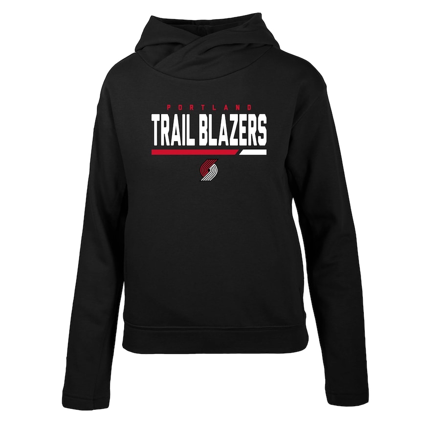 Women's Portland Trail Blazers Levelwear Black Evian Cut Off Pullover Hoodie Women's Portland Trail Blazers Levelwear Black Evian Cut Off Pullover Hoodie