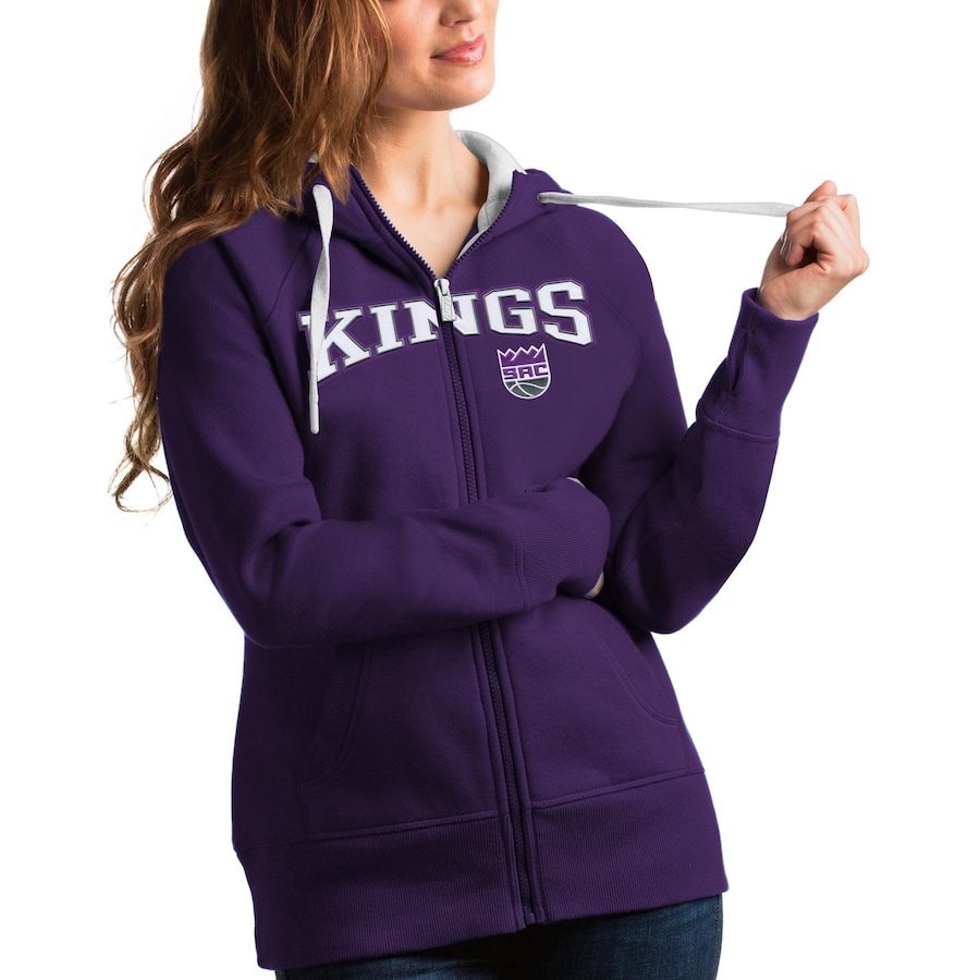 Women's Sacramento Kings Antigua Purple Team Victory Full-Zip Hoodie Women's Sacramento Kings Antigua Purple Team Victory Full-Zip Hoodie