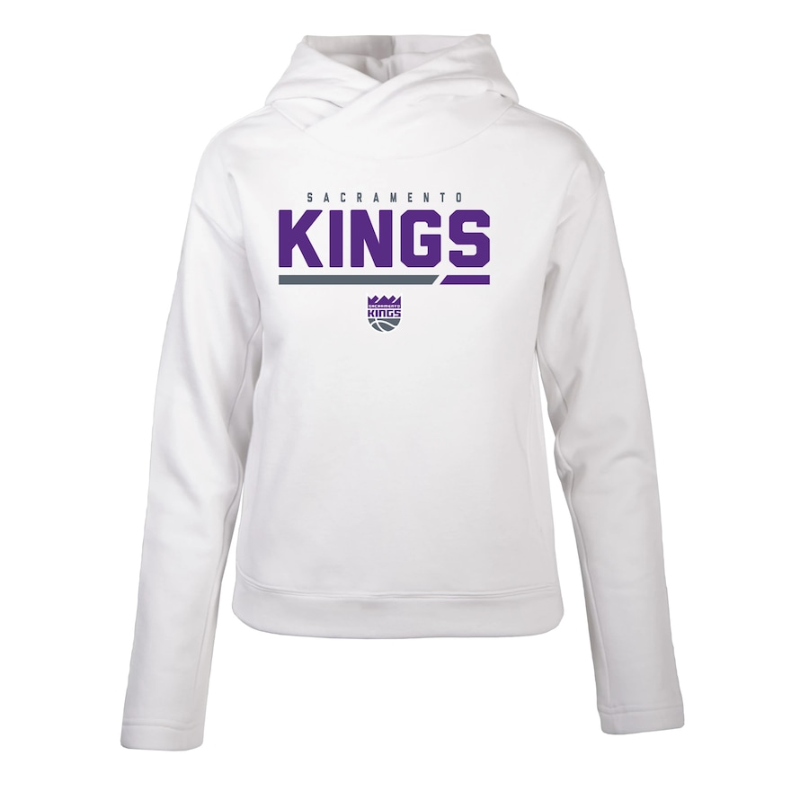 Women's Sacramento Kings Levelwear White Evian Cut Off Pullover Hoodie