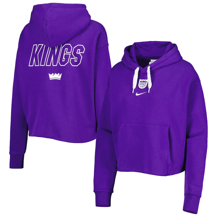 Women's Sacramento Kings NBA Purple Courtside Cropped Pullover Hoodie Women's Sacramento Kings NBA Purple Courtside Cropped Pullover Hoodie
