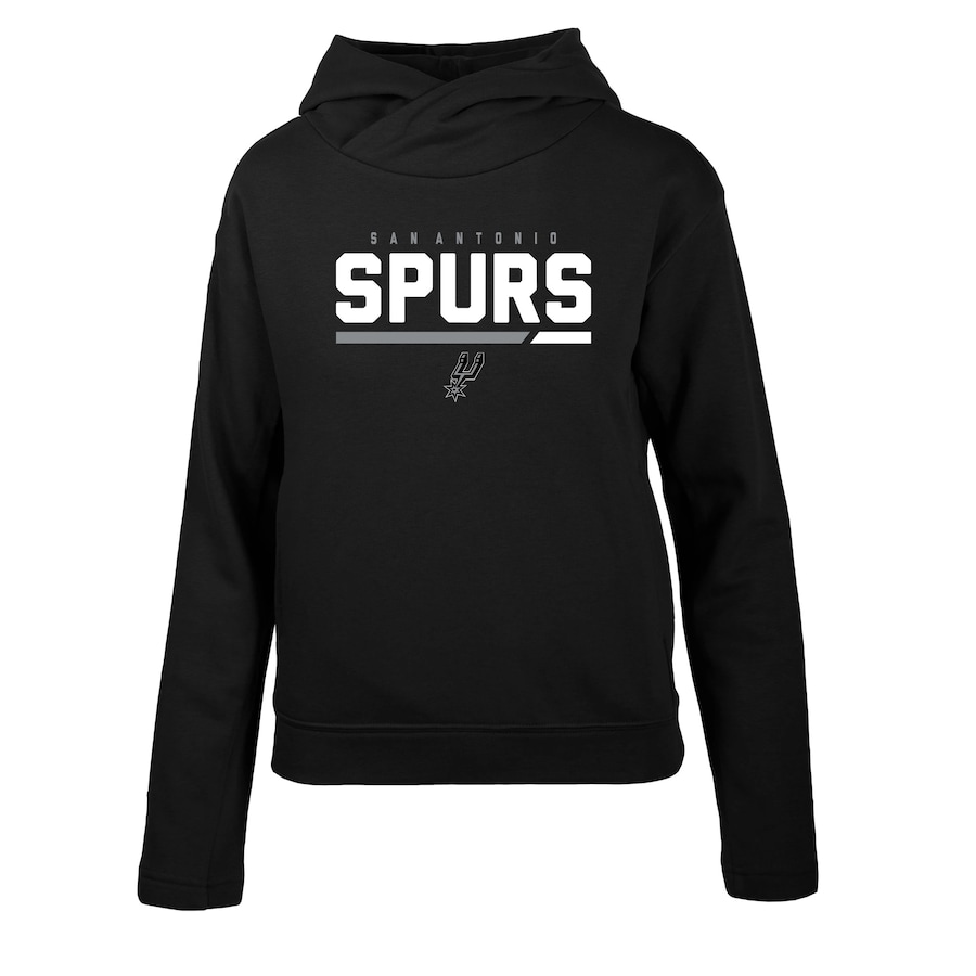 Women's San Antonio Spurs Levelwear Black Evian Cut Off Pullover Hoodie Women's San Antonio Spurs Levelwear Black Evian Cut Off Pullover Hoodie