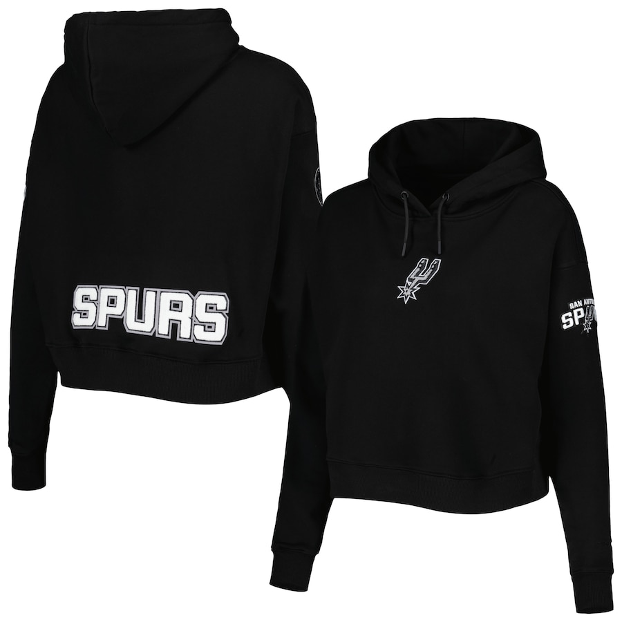 Women's San Antonio Spurs Pro Standard Black Classic Fleece Cropped Pullover Hoodie