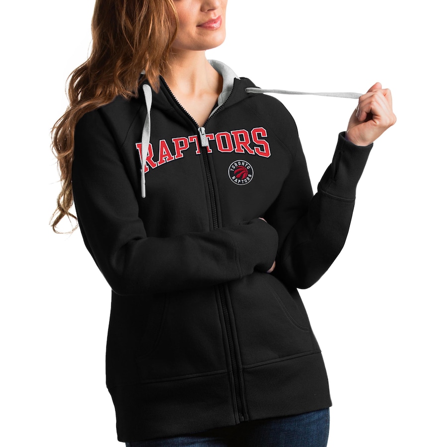 Women's Toronto Raptors Antigua Black Team Victory Full-Zip Hoodie Women's Toronto Raptors Antigua Black Team Victory Full-Zip Hoodie