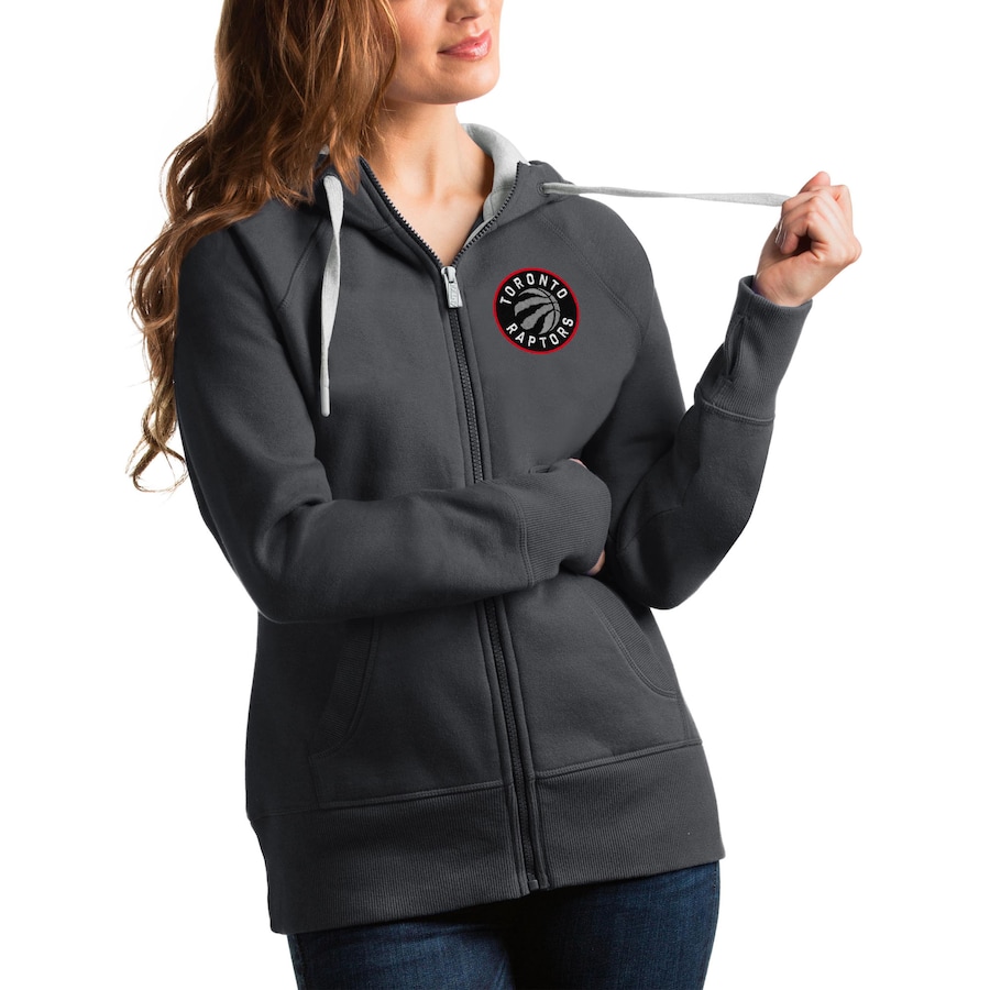 Women's Toronto Raptors Antigua Charcoal Victory Full-Zip Hoodie