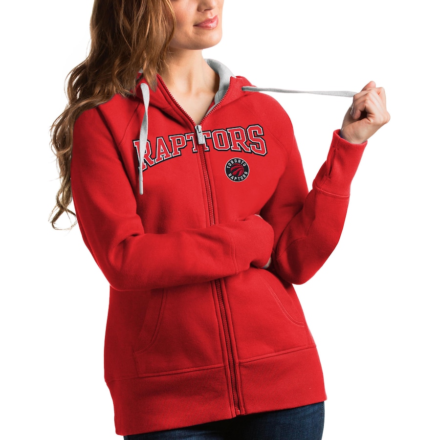 Women's Toronto Raptors Antigua Red Team Victory Full-Zip Hoodie Women's Toronto Raptors Antigua Red Team Victory Full-Zip Hoodie