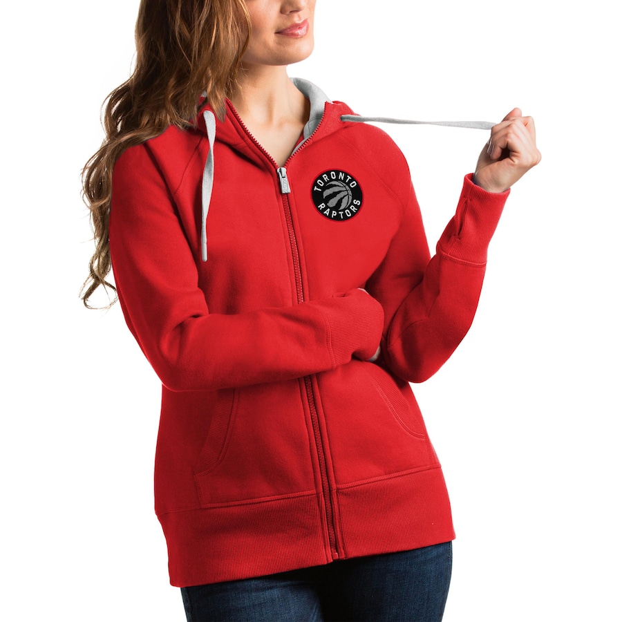 Women's Toronto Raptors Antigua Red Victory Full-Zip Hoodie Women's Toronto Raptors Antigua Red Victory Full-Zip Hoodie