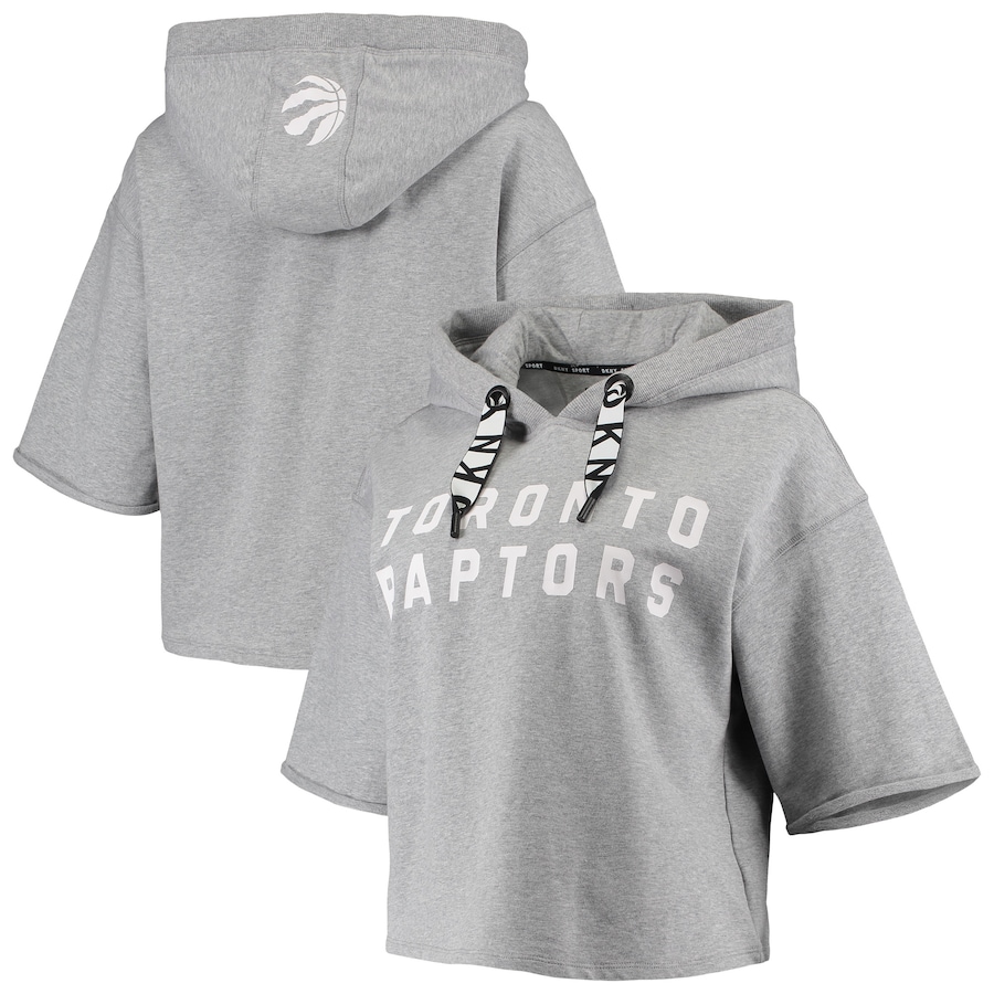 Women's Toronto Raptors DKNY Sport Gray Emma Cropped Pullover Hoodie