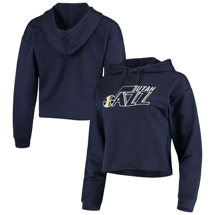 Women's Utah Jazz FISLL Navy Logo Cropped Pullover Hoodie Women's Utah Jazz FISLL Navy Logo Cropped Pullover Hoodie